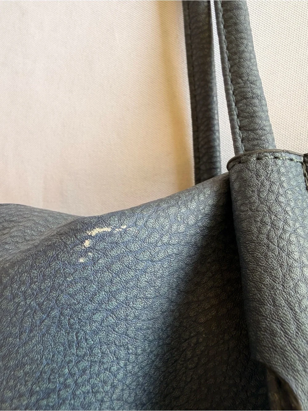 Pierre Blue Pebbled Shoulder Tote Purse Gold Hardware Dual Straps